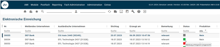 Screenshot zu gesetzlichem Meldewesen im Beteiligungsmanagement