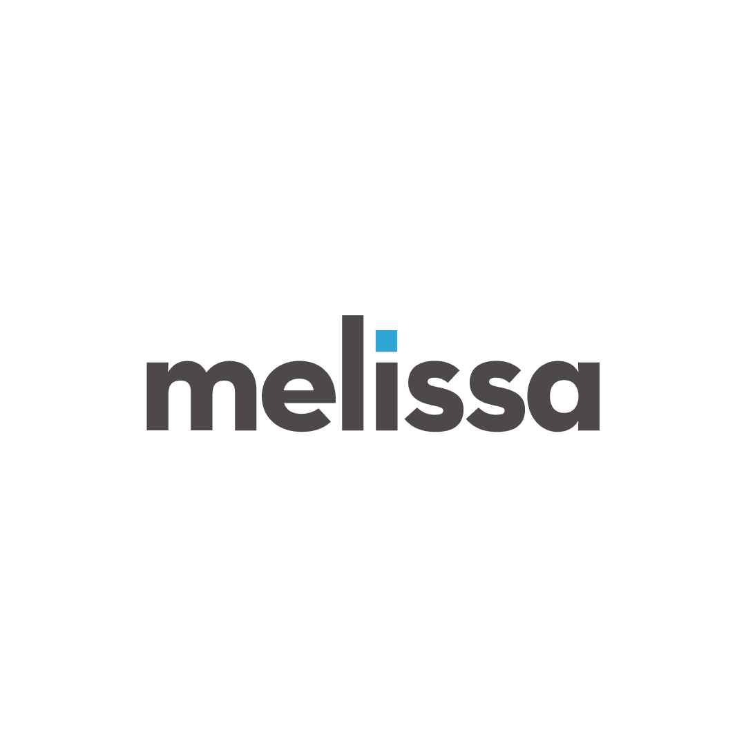 melissa Logo, grau mit blauem i-Punkt