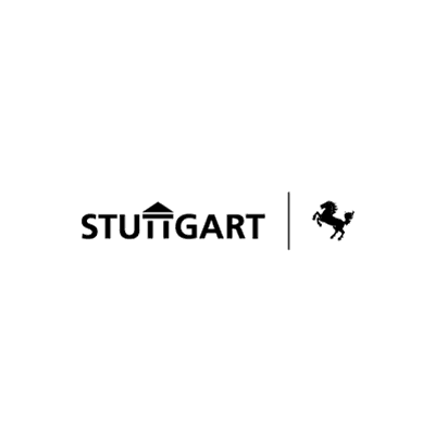 Stuttgart - Logo der Stadt in Schwarz, rechts ein Pferd