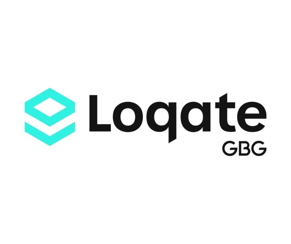 Loqaute GBG Logo, links ein türkises Emblem